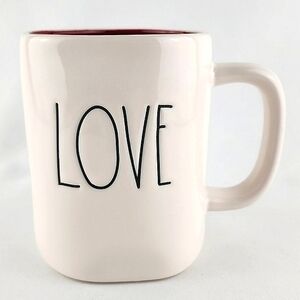 Rae Dunn Artisan Collection White  Coffee Tea Mug Red Large Letters LOVE